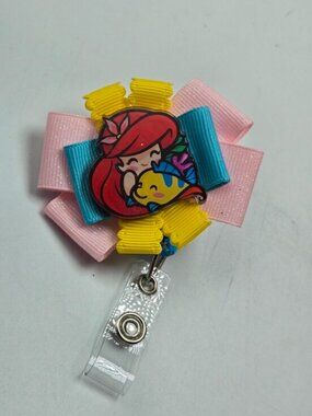 OOAK Handmade Ariel Badge Reel The Little Mermaid Disney Name Tag Holder Nurse